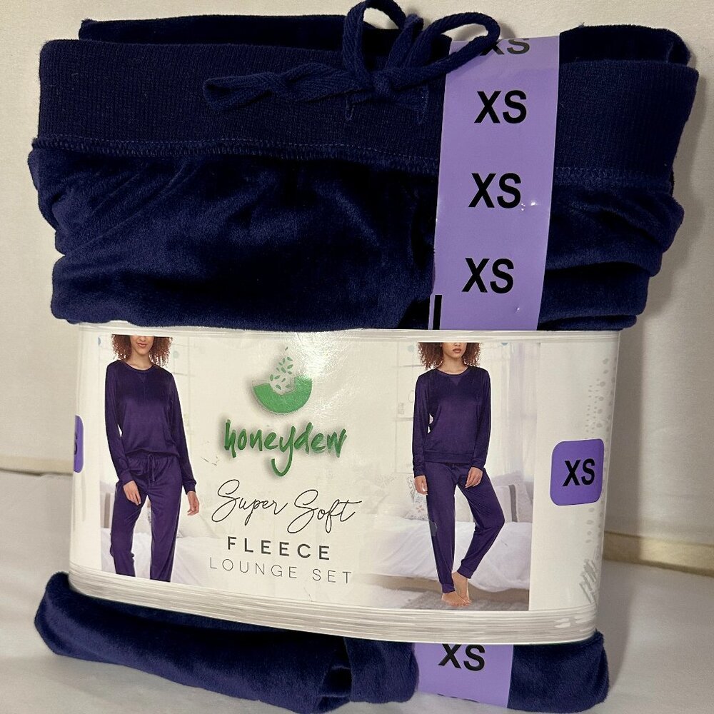 Honeydew Women's 2 Piece Fleece Pajama Lounge Set Size XS  Purple Super Soft NEW